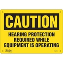 Enseigne contre le danger lié au bruit « Hearing Protection Required» Aluminium 10" x 7"