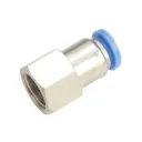 Raccord droit à connexion instantanée en laiton plaqué nickel 1/4" à 3/8" FNPT