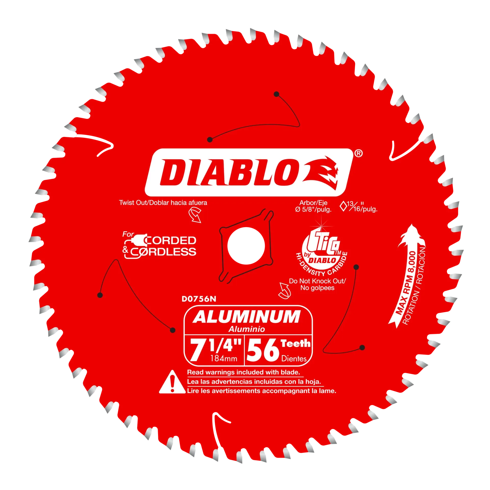Diablo Lame de scie circulaire 7-1/4" 56 dents pour aluminium