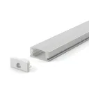 Extrusion en aluminium 17.4 mm #509 argent 10' avec 2 embouts, 3 supports et lentille, argent