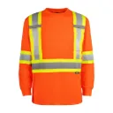 Chandail haute-visibilité à manches longues polyester birds eye orange CSA Classe 2 Niv 2