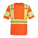 Chandail haute-visibilité à manches courtes polyester birds eye orange CSA Classe 2 Niv 2