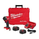 M18 FUEL™ Ensemble de Visseuse à chocs hexagonale 1/4 po avec 2 batteries RedLithium™ XC5.0, chargeur et coffret de transport