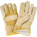 Winter lined work gloves, cowhide leather, cotton fleece lining, Large /Pr