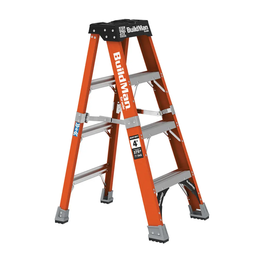 BuildMan 4' Fiberglass step ladder capacity 375 lbs CSA Class 1AA ...