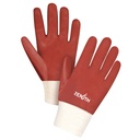 Gants rouges à fini doux résistants aux produits chimiques taille Grand/9 PVC poignet Poignet en tricot doublure Interlock