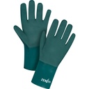 Gants verts à double enduit taille Taille unique PVC poignet Manchette doublure Jersey de coton